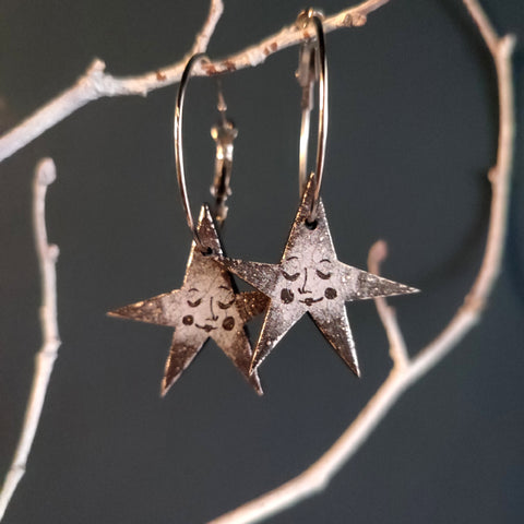 Silver & Black Star Earrings - Emily Jepps Studio