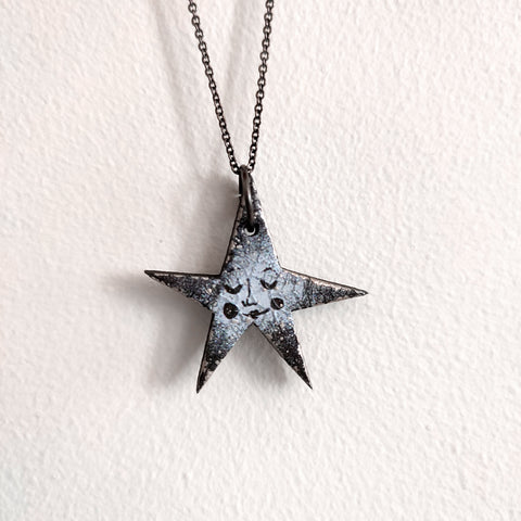 Silver & Black Star Pendant Necklace - Emily Jepps Studio