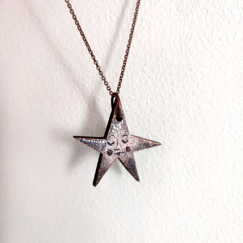Sepia & Gold Star Pendant Necklace - Emily Jepps Studio